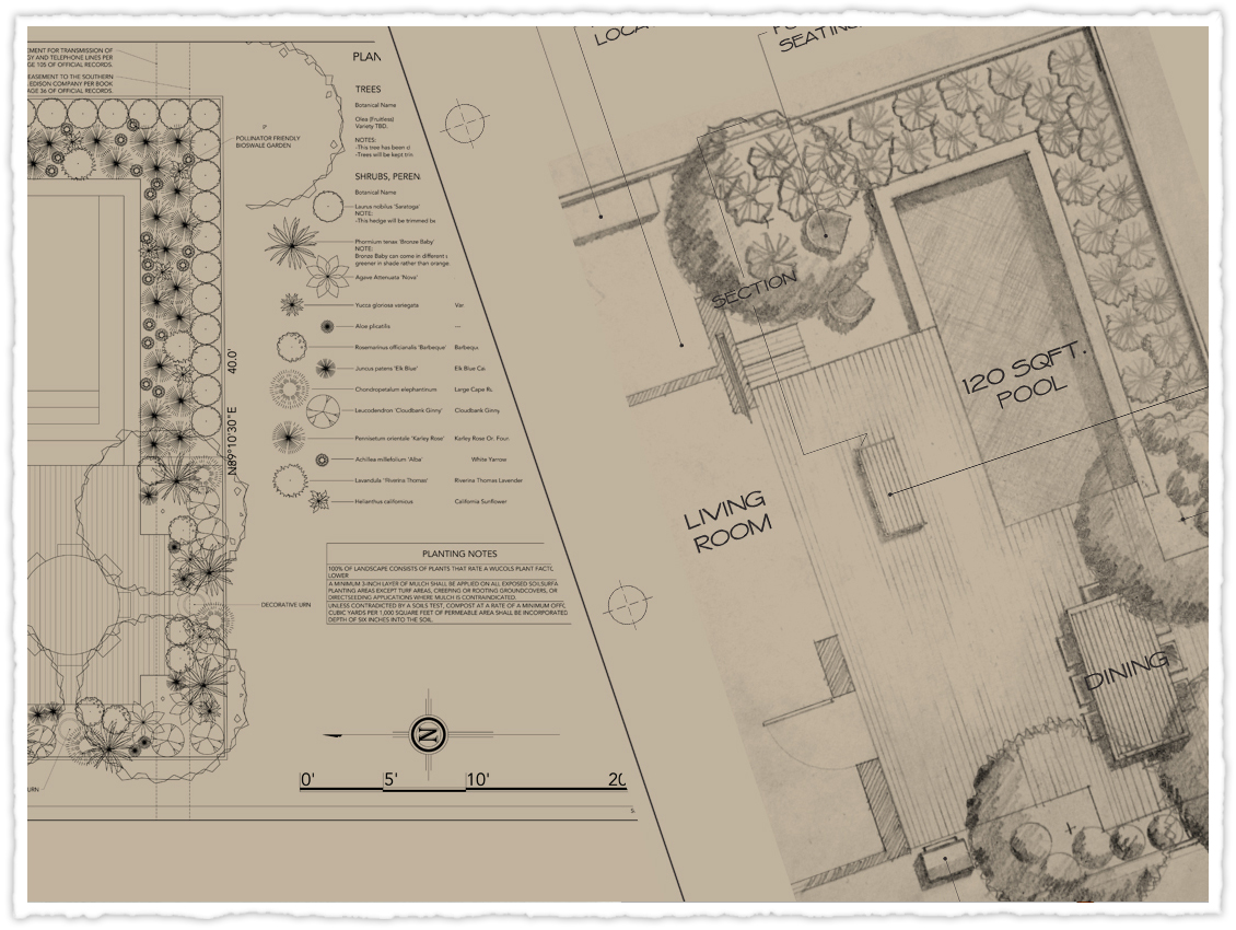 hand drawings and permit drawings for pool permits.